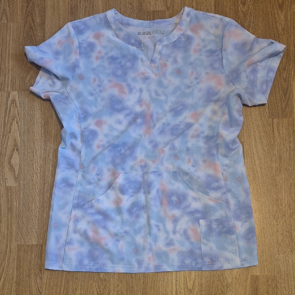 Scrubstar Tie-Dye Top in Blue and Pink